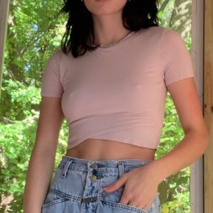 UO baby pink crop top